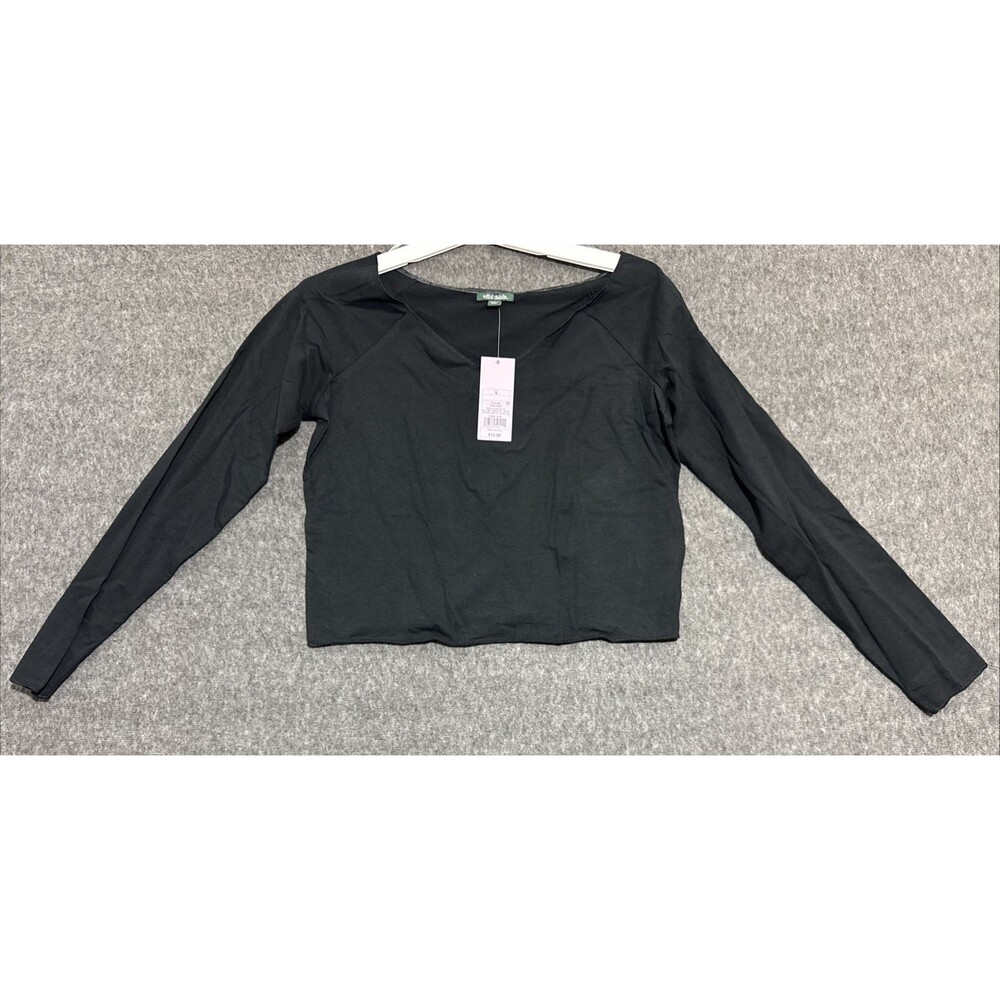 Wild Fable Women's Blouse Long Sleeve V Neck Black Large